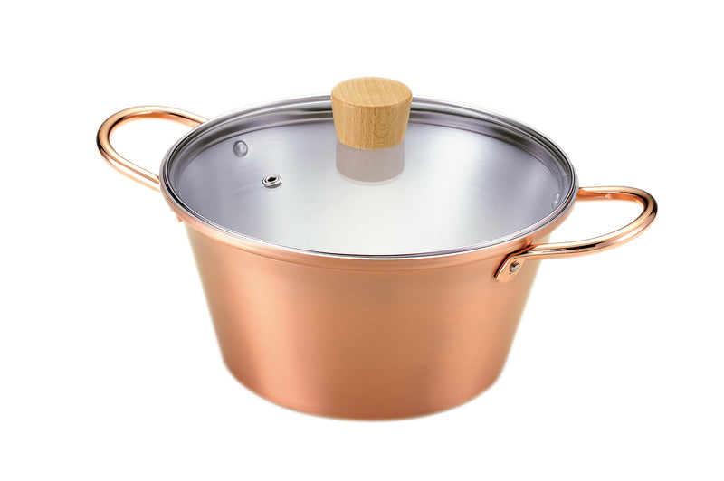 銅の料理人シリーズ ことこと銅の煮込み鍋（ガラス蓋付）20cm